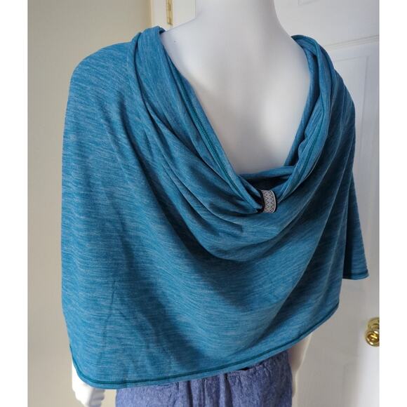 Lululemon Vinyasa Scarf Rulu Heathered Teal Button Snap Wrap One Size Stretch - Picture 6 of 12